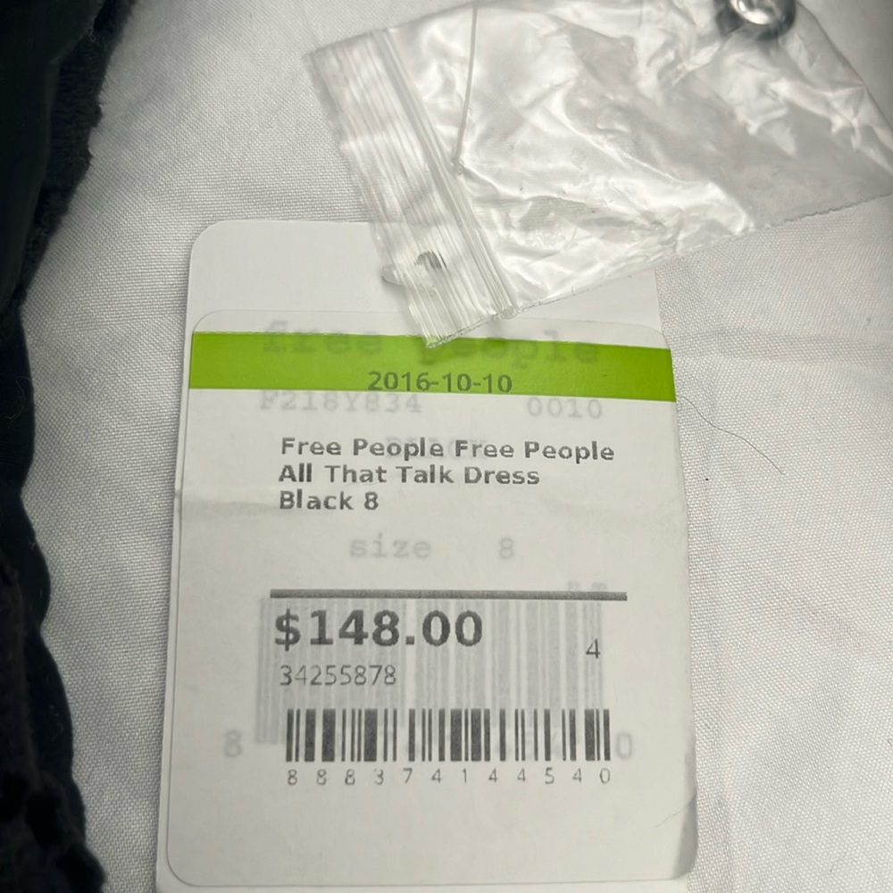 New Free People black, cotton with mesh lace. Size 8